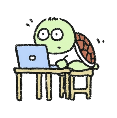 Debuggy turtle at laptop